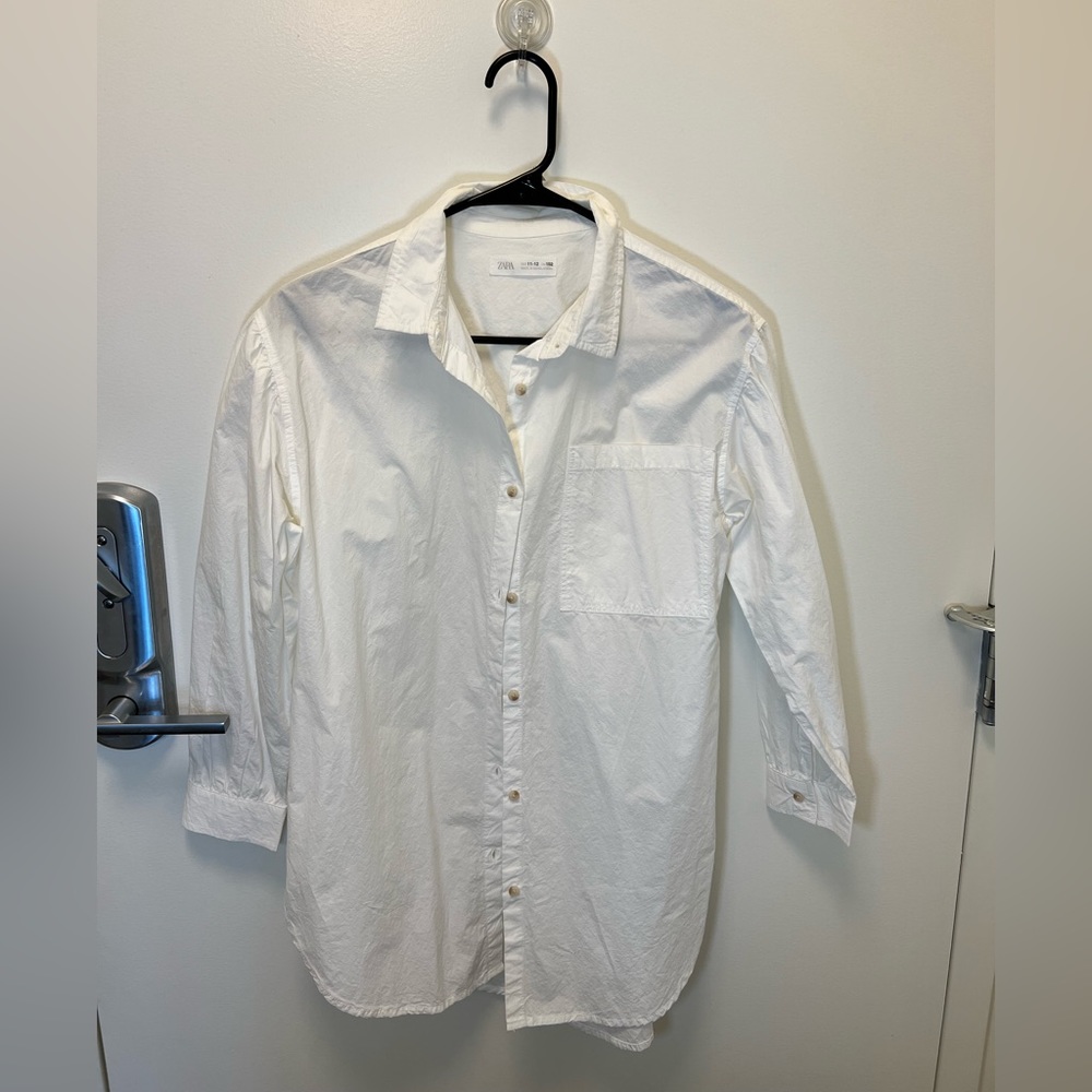 Zara. White oversized button down. Size 11-12 kids (XS adults).